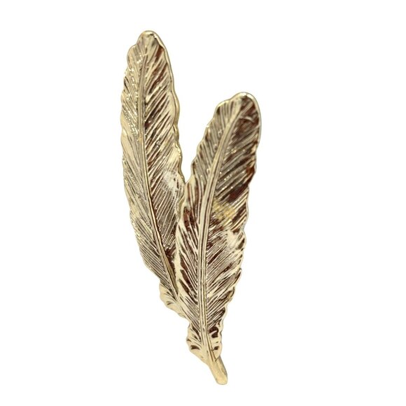 Vintage Marked Gerrys Gold-Tone Pair of Feathers Brooch Pin - Picture 3 of 7